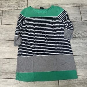 Heyton Striped Green and Navy Long sleeve Dress